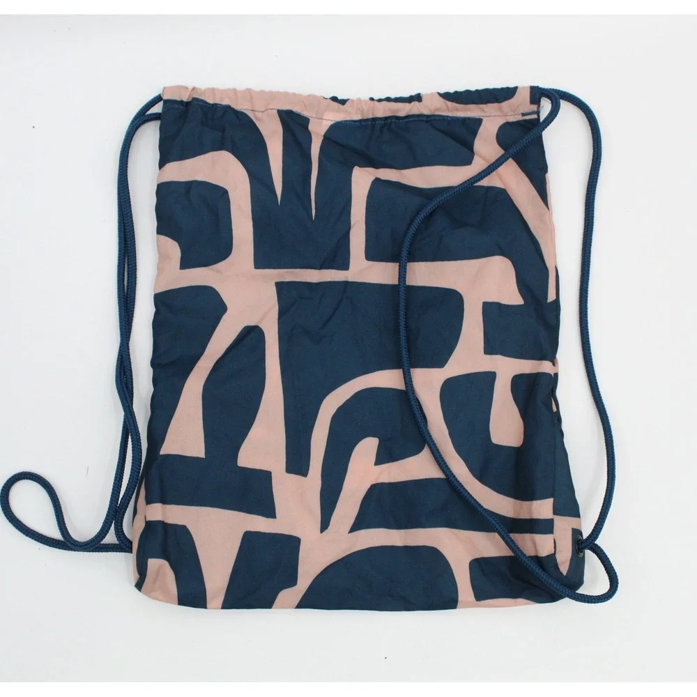 Nike Drawstring Gym Bag Navy Blue‎ Peach Abstract Print Gym Sackpack Logo Unisex